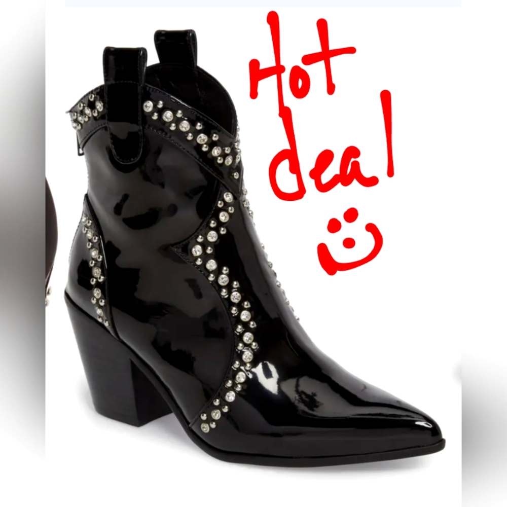 Jeffrey Campbell patent leather Crystal studded booties size 9.5